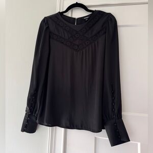 Express Black Lace Detail Blouse Size Small Business Casual Work Top